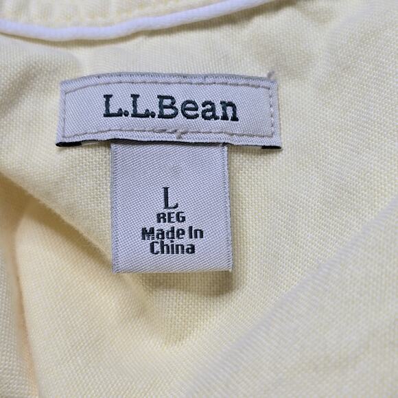 LL Bean 100% Organic Cotton Sunshine Vintage Yellow Button Up Blouse Size Large - Picture 7 of 12
